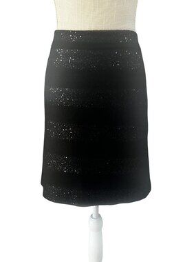 Ann Taylor Loft Womens Black Sequin-Striped Skirt Size 14